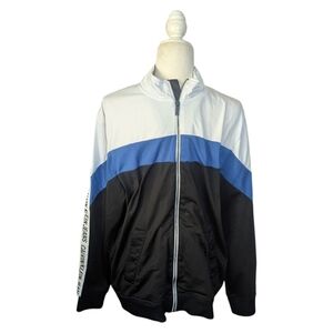 Calvin Klein Jacket Color block Black/Blue Knit Athletic Style Sz L